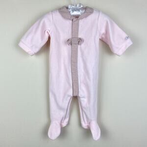 Jacadi Paris Pink Velour Bow Footie 3 Months
